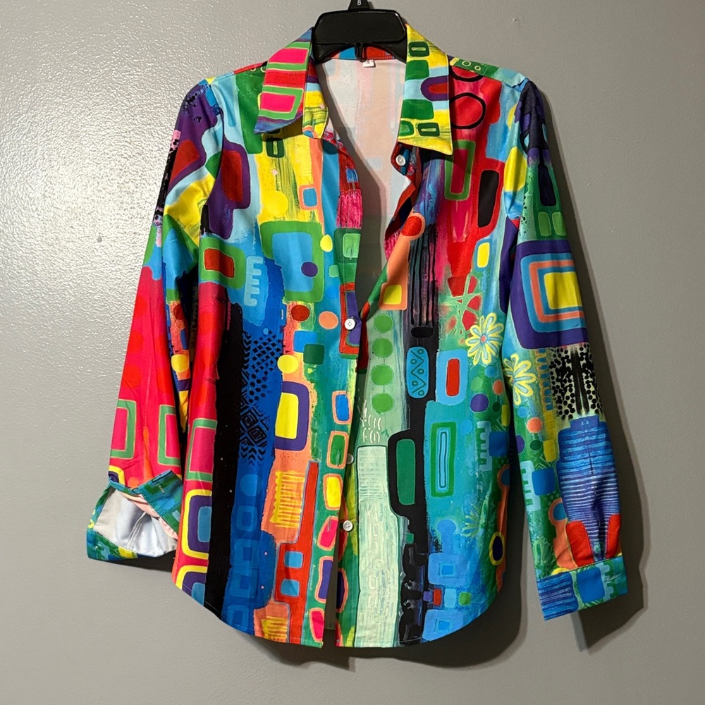 Colorful Abstract Print Blouse